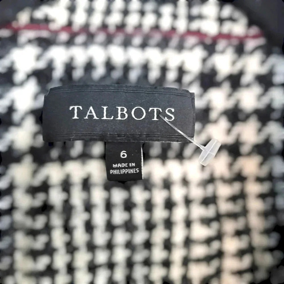 Talbots Black & Off White Houndstooth Glen Check Wool Blend Jacket Size 6 - Picture 5 of 8